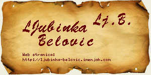 LJubinka Belović vizit kartica